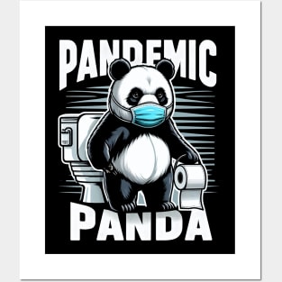 "Pandamic Panda" A Panda with a Mask and Toilet Paper Posters and Art